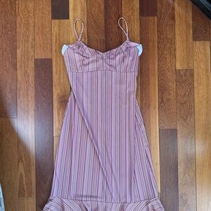 Lori M. | Vintage pink stripe ruffle dress size 10 medium